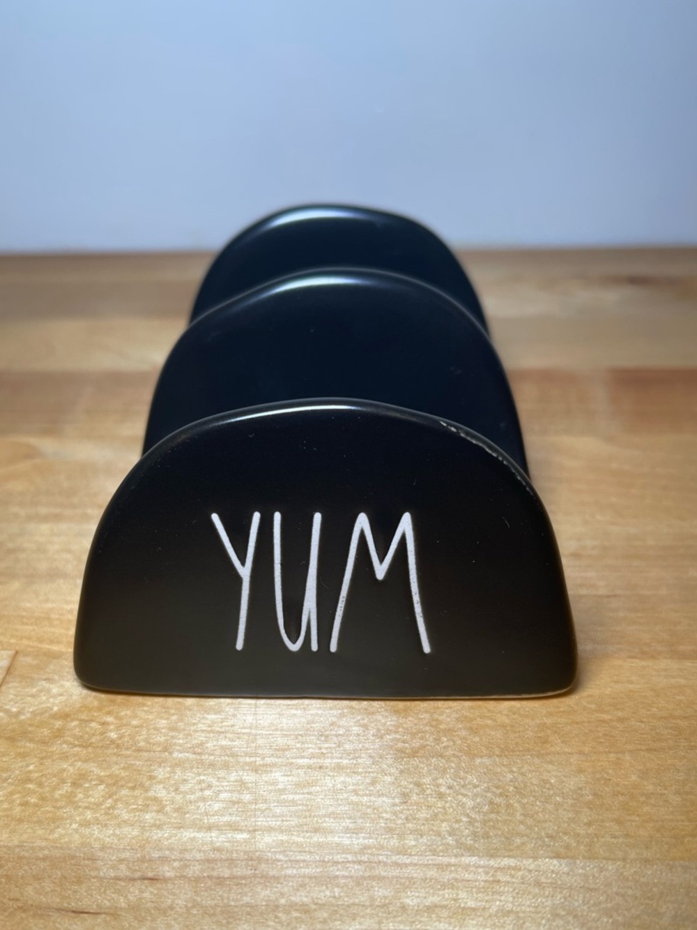 Rae Dunn Black 'YUM' Ceramic Taco Holder